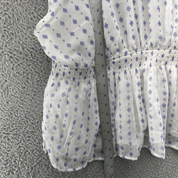 Old Navy Women’s Tops 4X Plus White Blue Sheer Plus Ruched Waist Blouse NEW - Picture 9 of 12